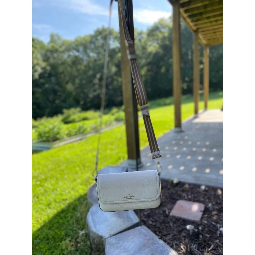 Kate Spade Bag Rosie Cream Pebbled Leather Small Flap Camera Crossbody